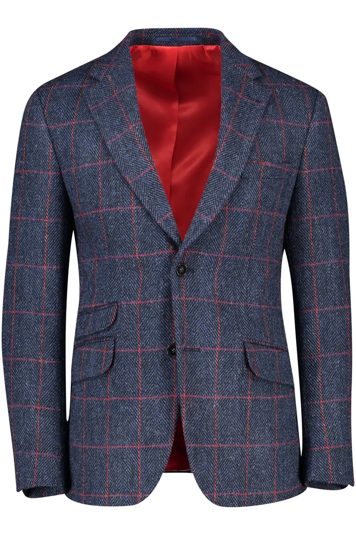 Wellington of Bilmore colbert wol donkerblauw geruit