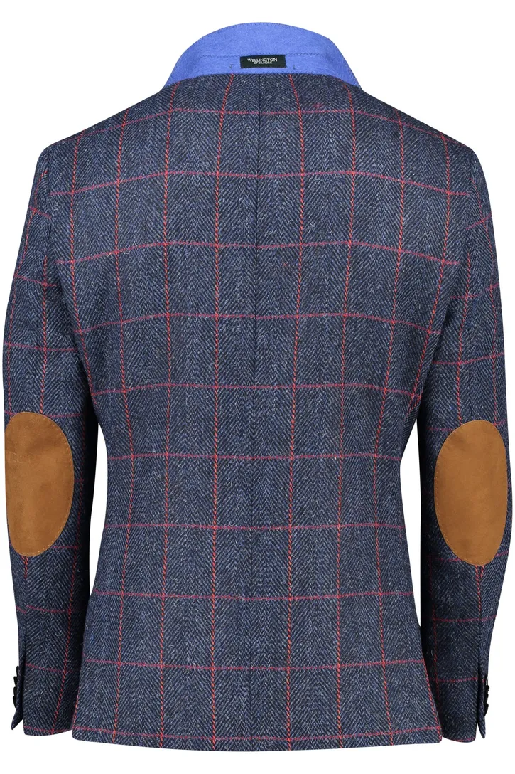Wellington of Bilmore colbert wol donkerblauw geruit