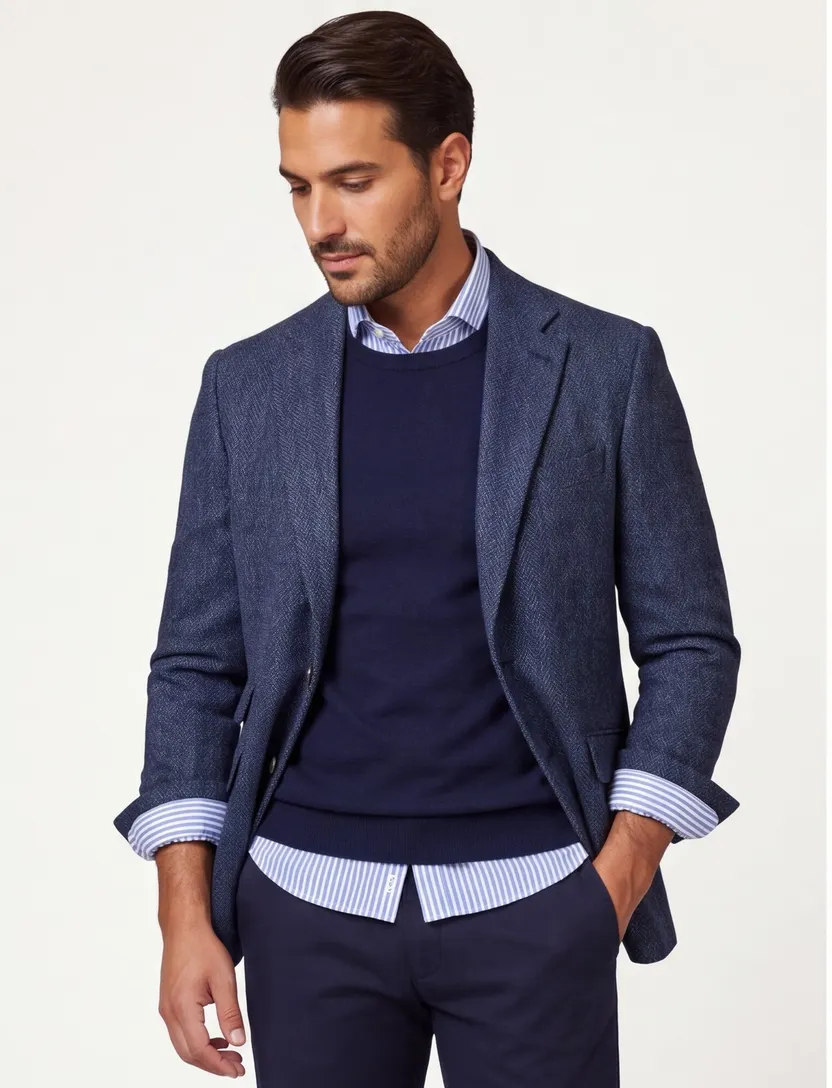 Wellington of Bilmore colbert wol normale fit donkerblauw gemêleerde