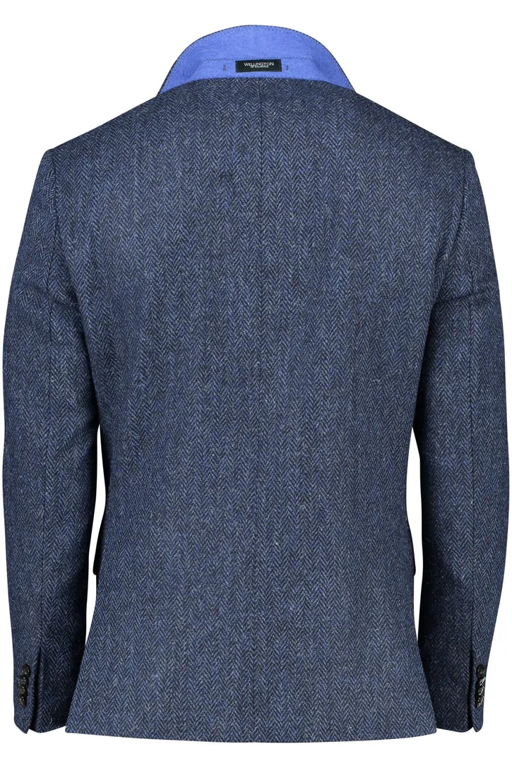 Wellington of Bilmore colbert wol normale fit donkerblauw gemêleerde