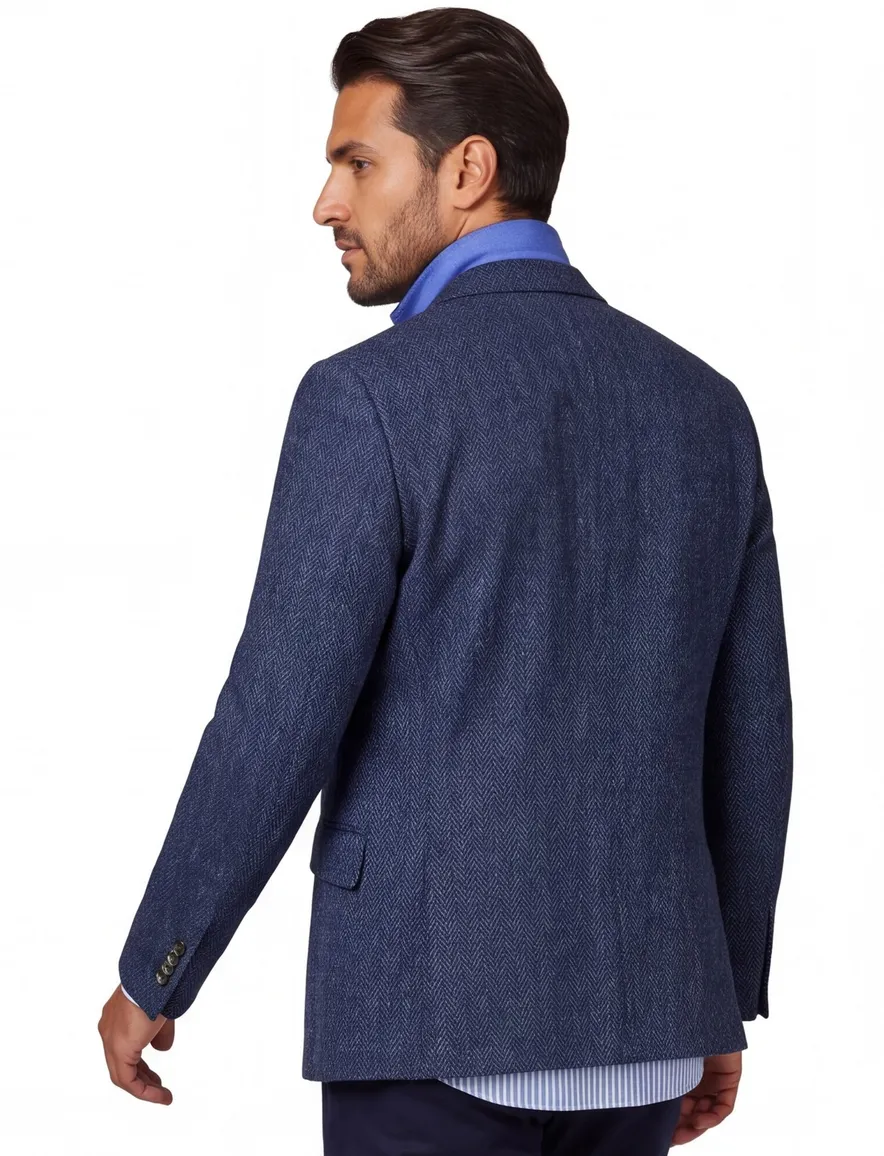 Wellington of Bilmore colbert donkerblauw gemêleerde wol normale fit