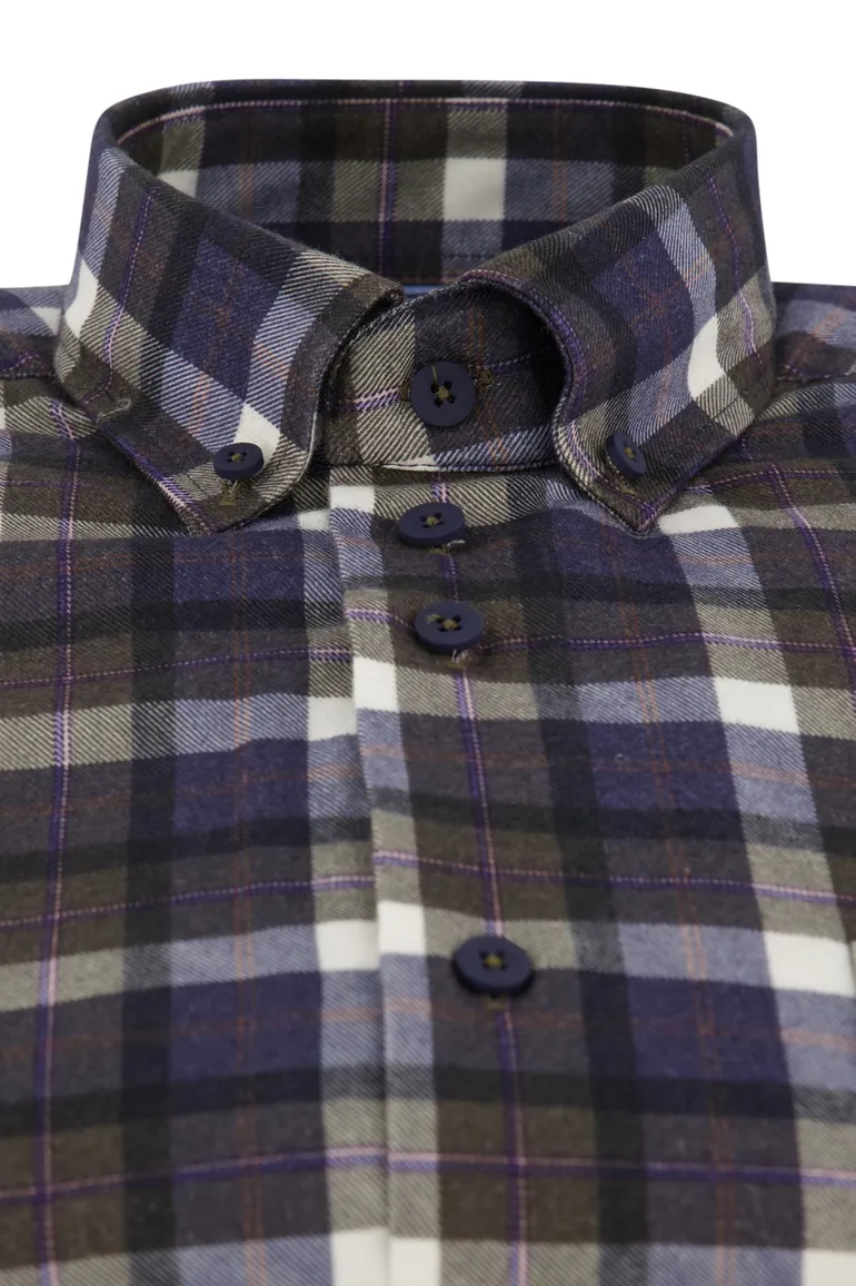 Eden Valley casual overhemd normale fit paars geruit katoen