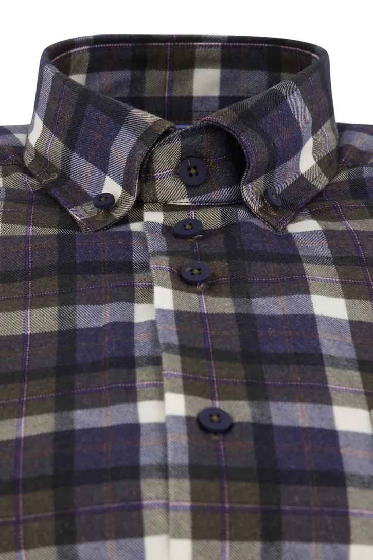 Eden Valley casual overhemd paars geruit katoen normale fit
