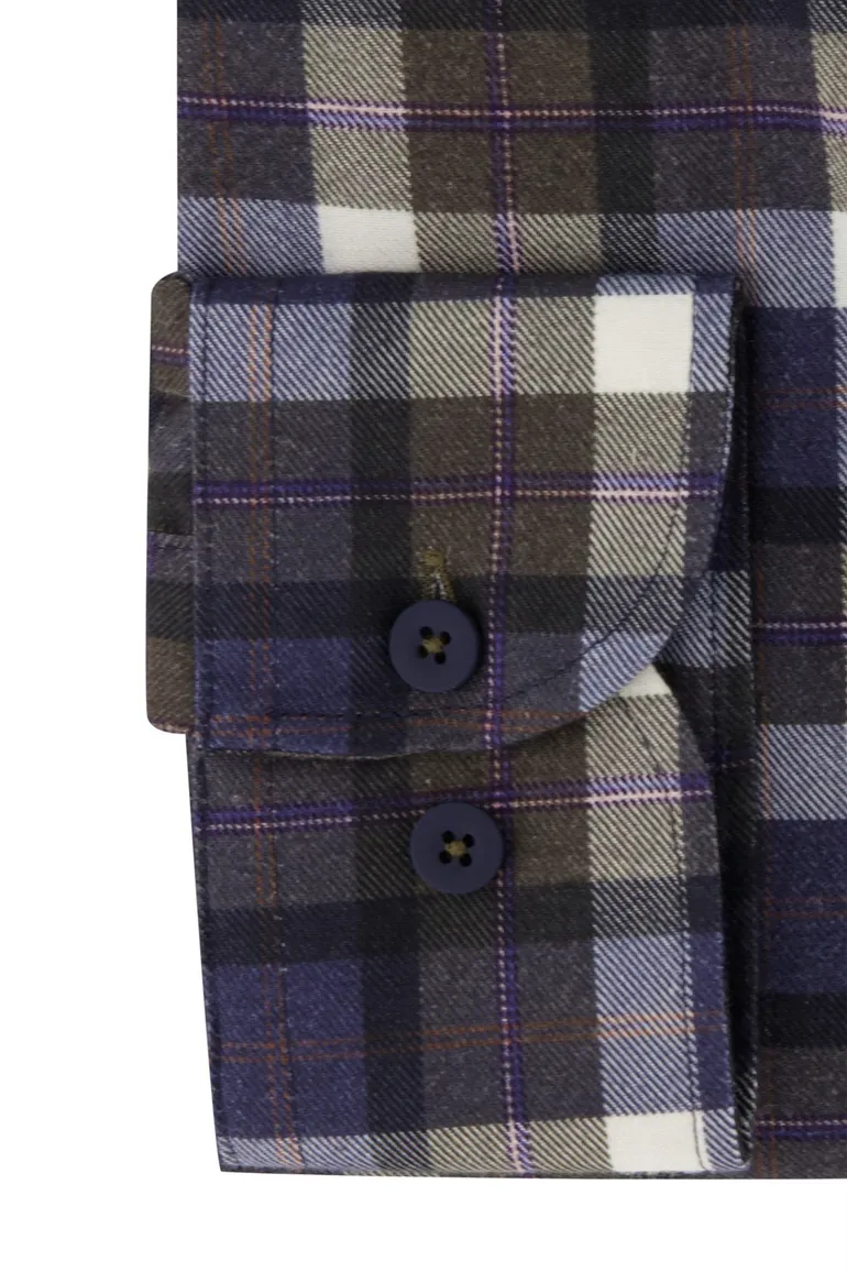 Eden Valley casual overhemd normale fit paars geruit katoen