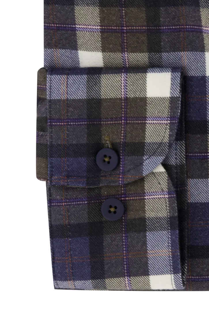 Eden Valley casual overhemd paars geruit katoen normale fit
