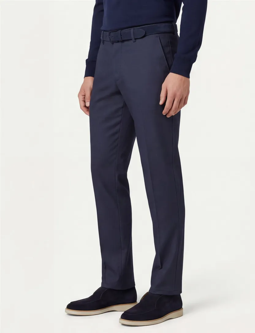 Eurex pantalon chino donkerblauw geprint normale fit