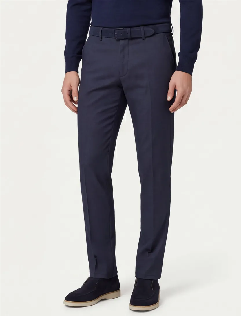 Eurex pantalon chino donkerblauw geprint normale fit