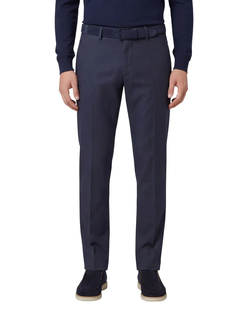 Eurex pantalon chino donkerblauw geprint normale fit