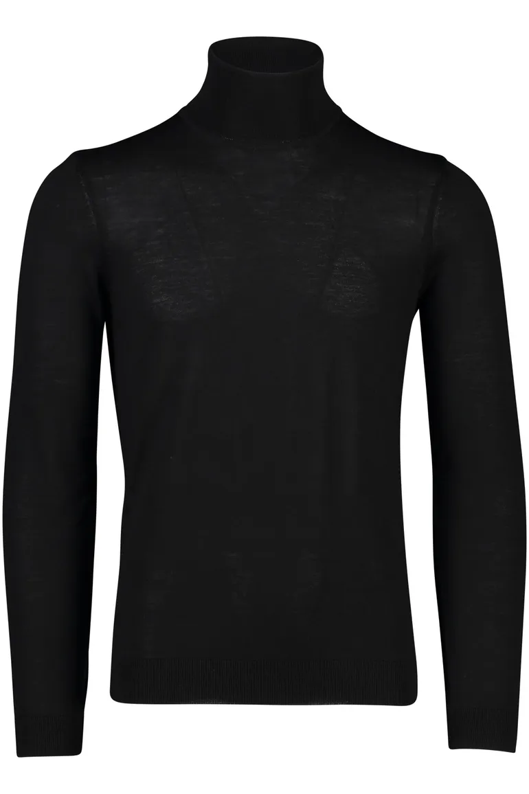 Hugo Boss coltrui zwart effen merinowol Musso-P