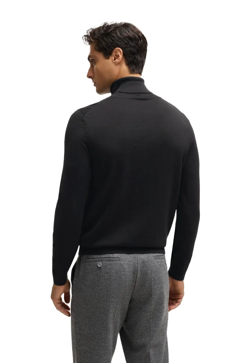 Hugo Boss coltrui zwart effen merinowol Musso-P