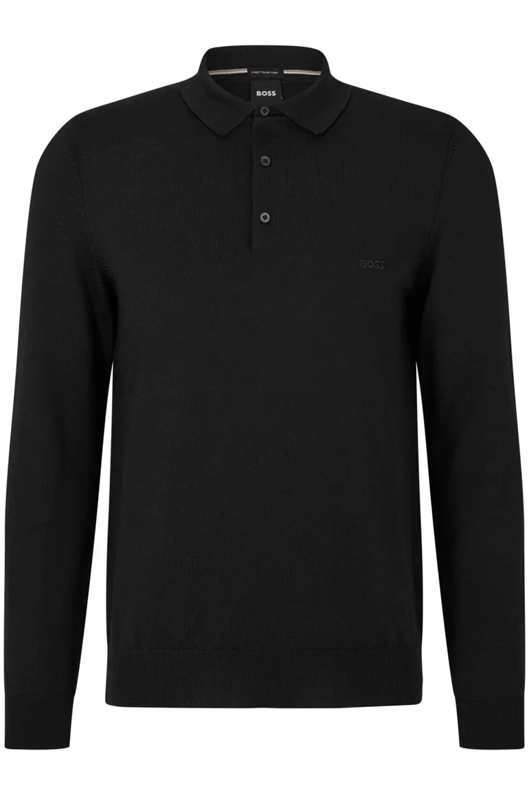 Boss Black Bono-L polo normale fit zwart effen wol
