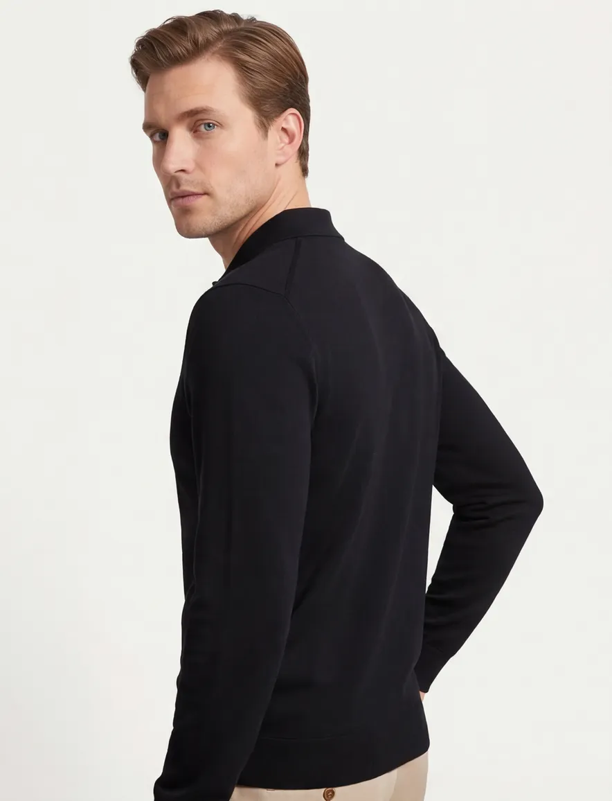 Boss Black Bono-L polo normale fit zwart effen wol