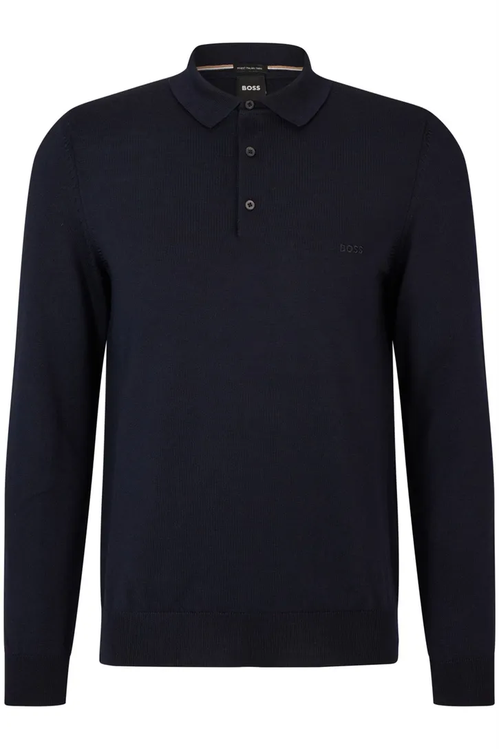 Hugo Boss polo normale fit donkerblauw effen
