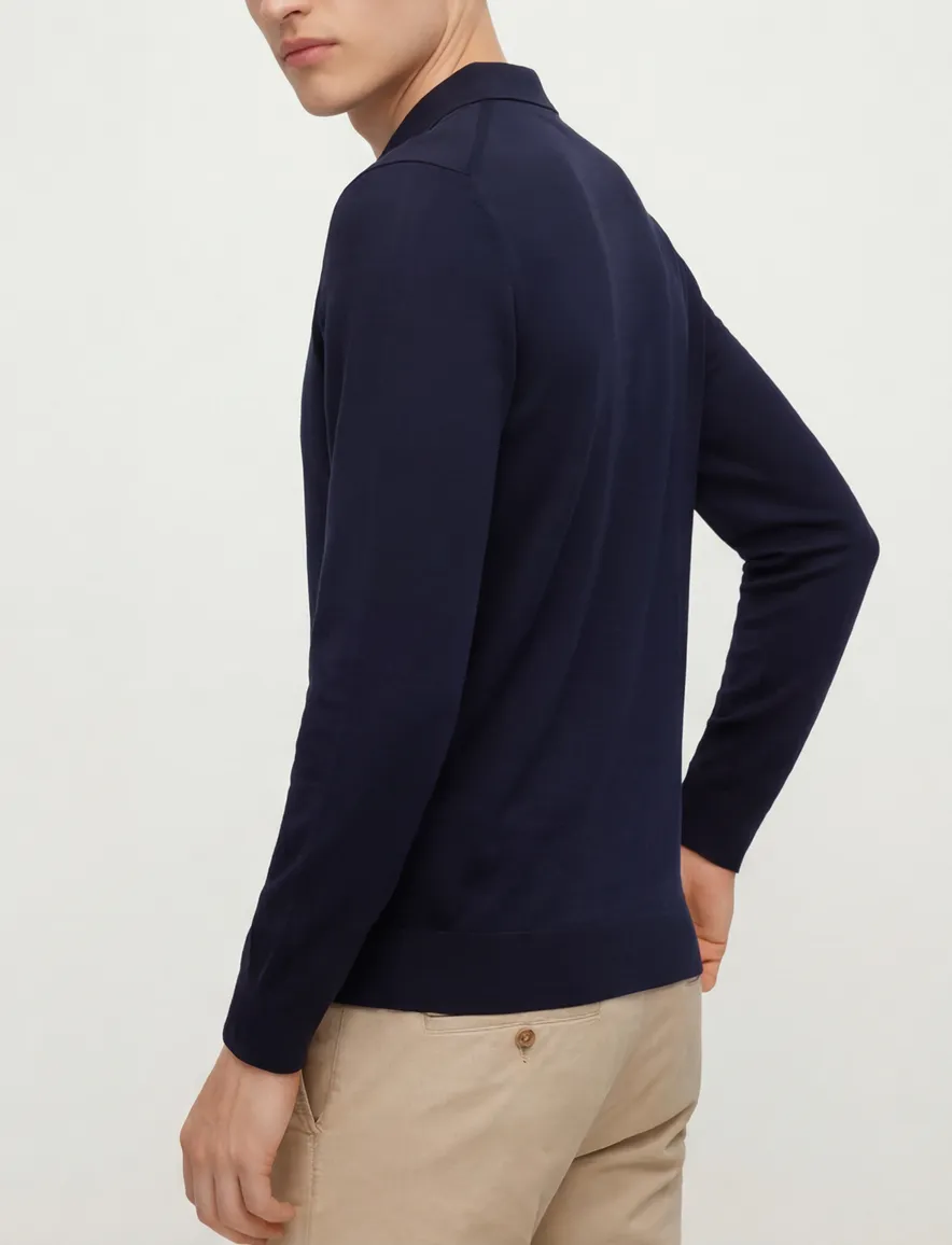 Hugo Boss polo normale fit donkerblauw effen