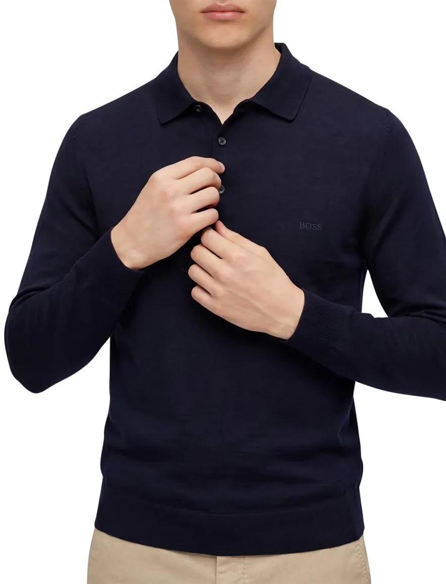 Hugo Boss polo normale fit donkerblauw effen