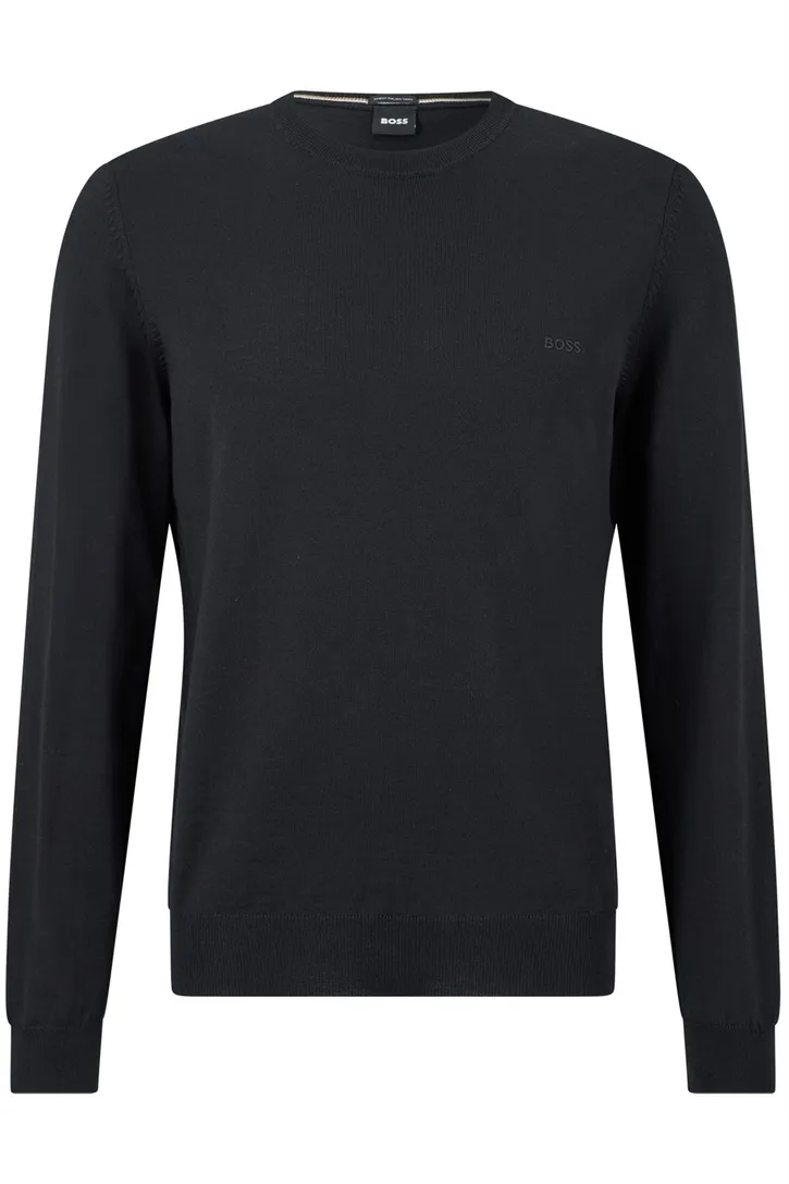 Hugo Boss trui zwart effen wol ronde hals