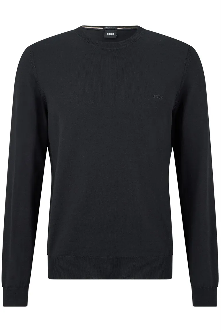 trui Hugo Boss zwart effen wol ronde hals