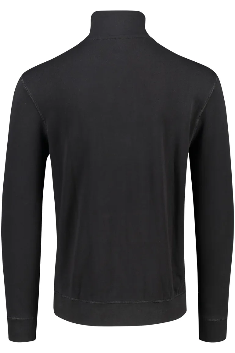 Hugo Boss sweater opstaande kraag zwart effen katoen
