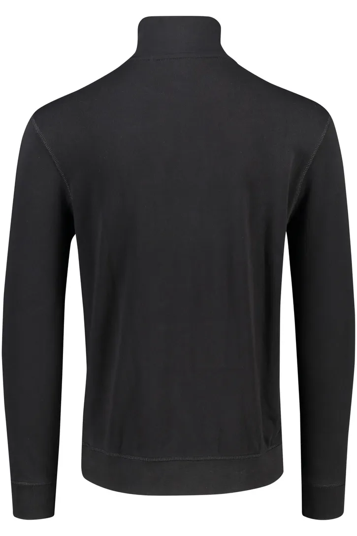 Hugo Boss sweater zwart effen katoen opstaande kraag