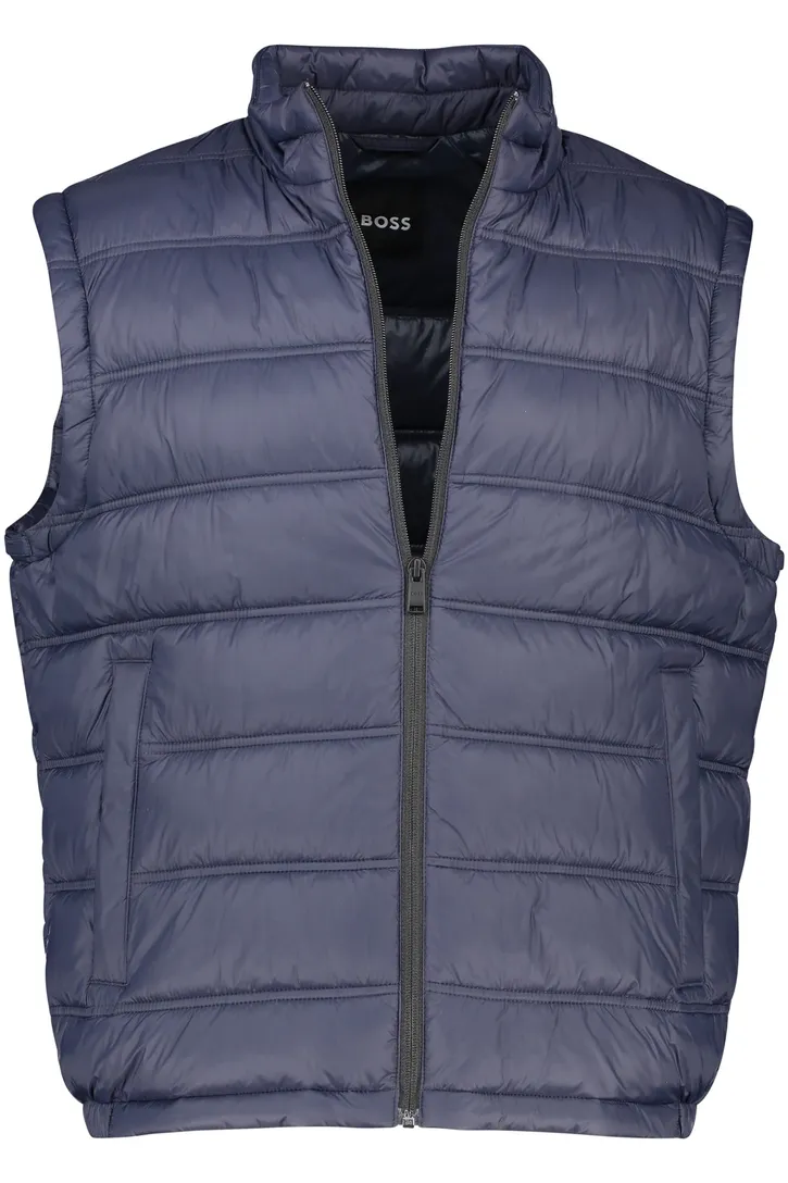 Hugo Boss winterjas donkerblauw effen rits normale fit afneembare capuchon