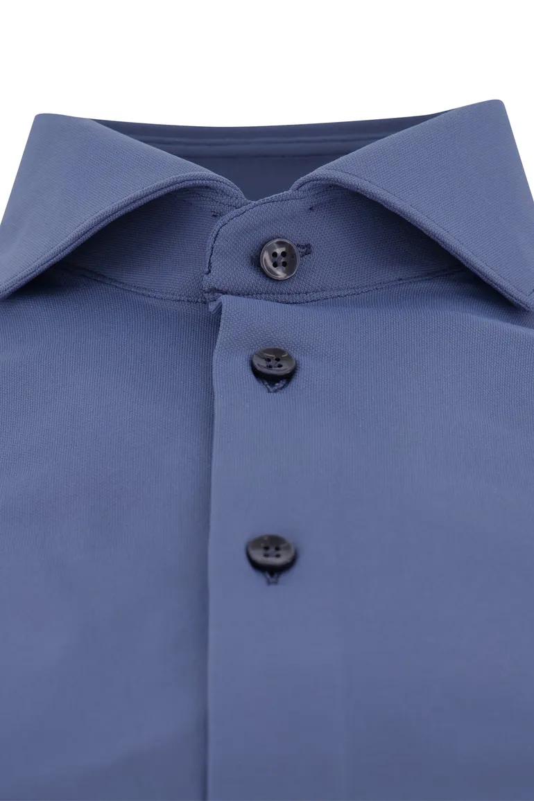 Blauw effen slim fit John Miller business overhemd