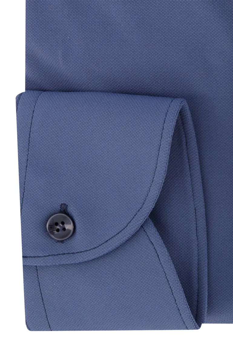 Blauw effen slim fit John Miller business overhemd