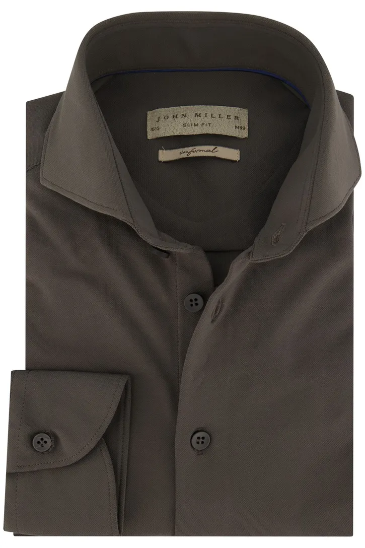 John Miller business overhemd John Miller Slim Fit slim fit groen effen
