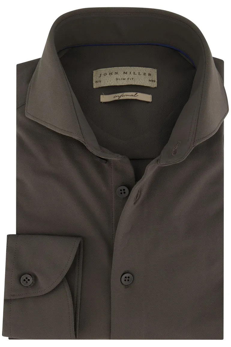 John Miller business overhemd John Miller Slim Fit slim fit groen effen