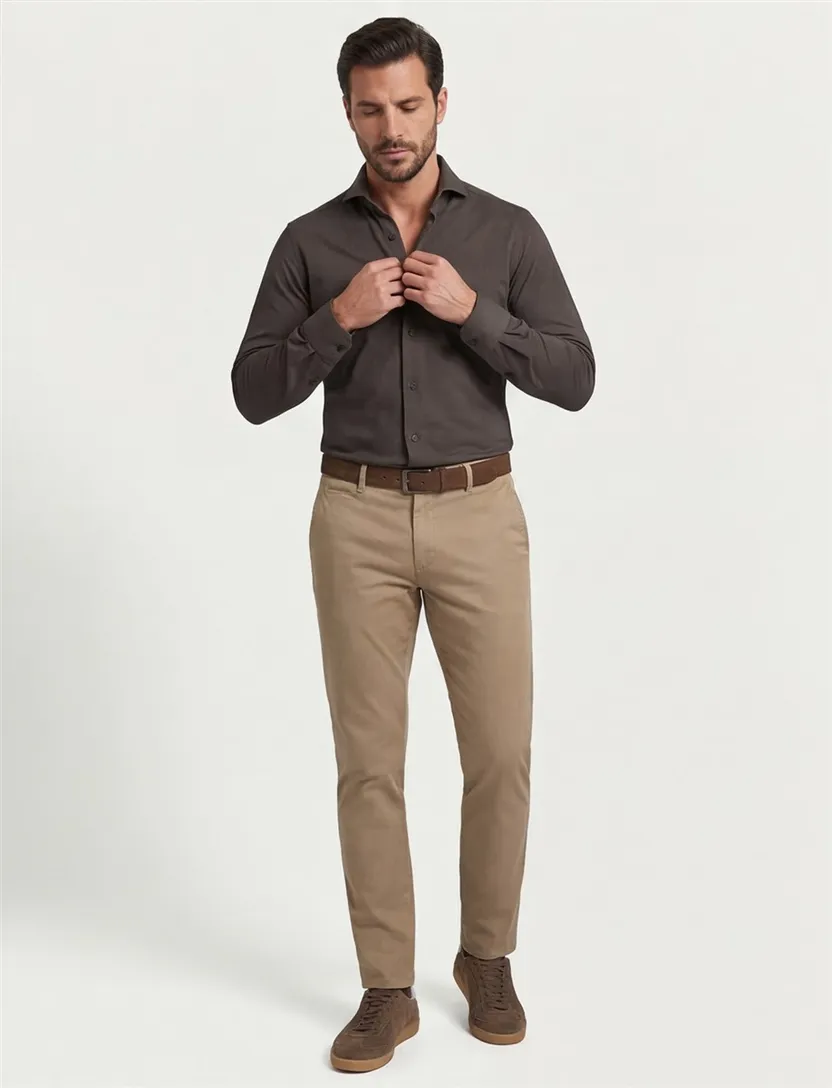 John Miller business overhemd John Miller Slim Fit slim fit groen effen