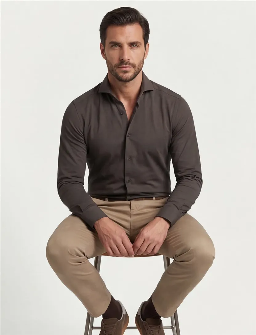 John Miller business overhemd John Miller Slim Fit slim fit groen effen