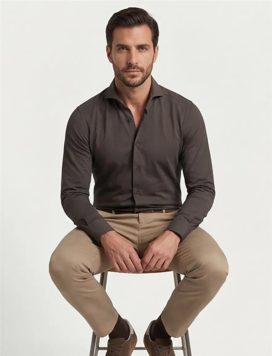 John Miller business overhemd John Miller Slim Fit slim fit groen effen