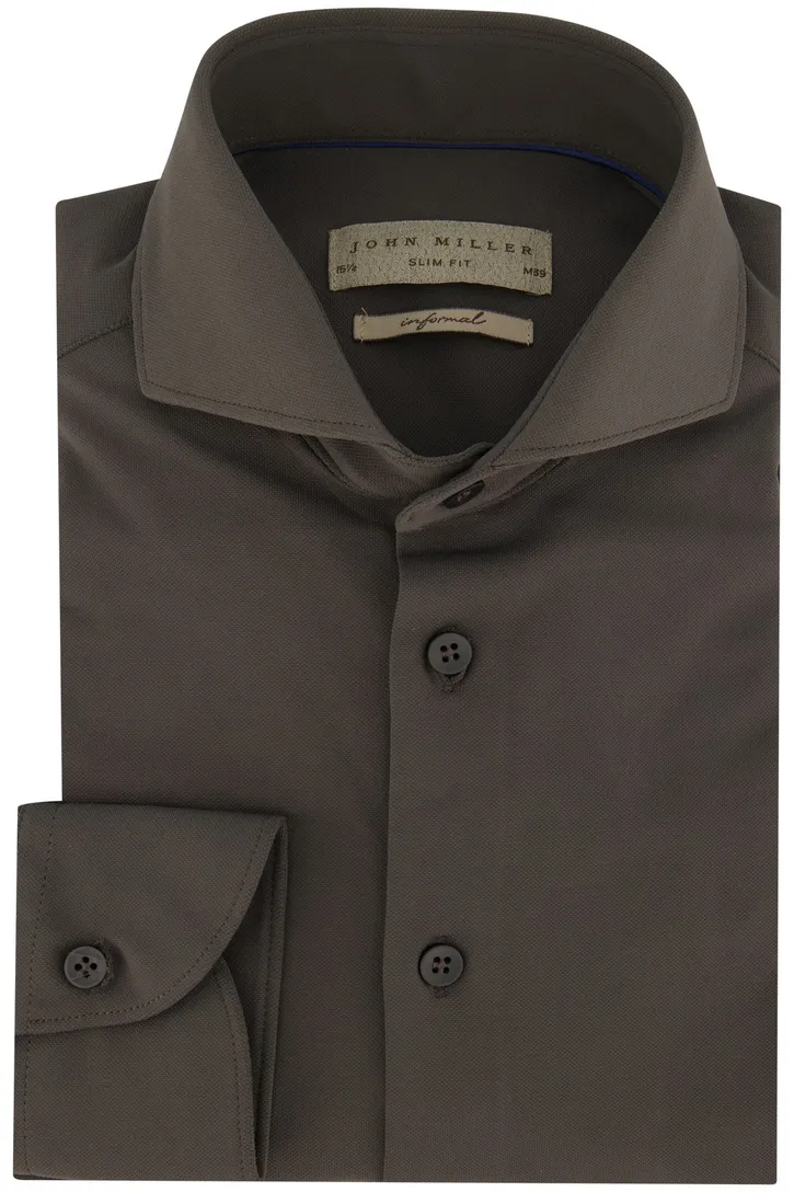 John Miller business overhemd John Miller Slim Fit slim fit groen effen