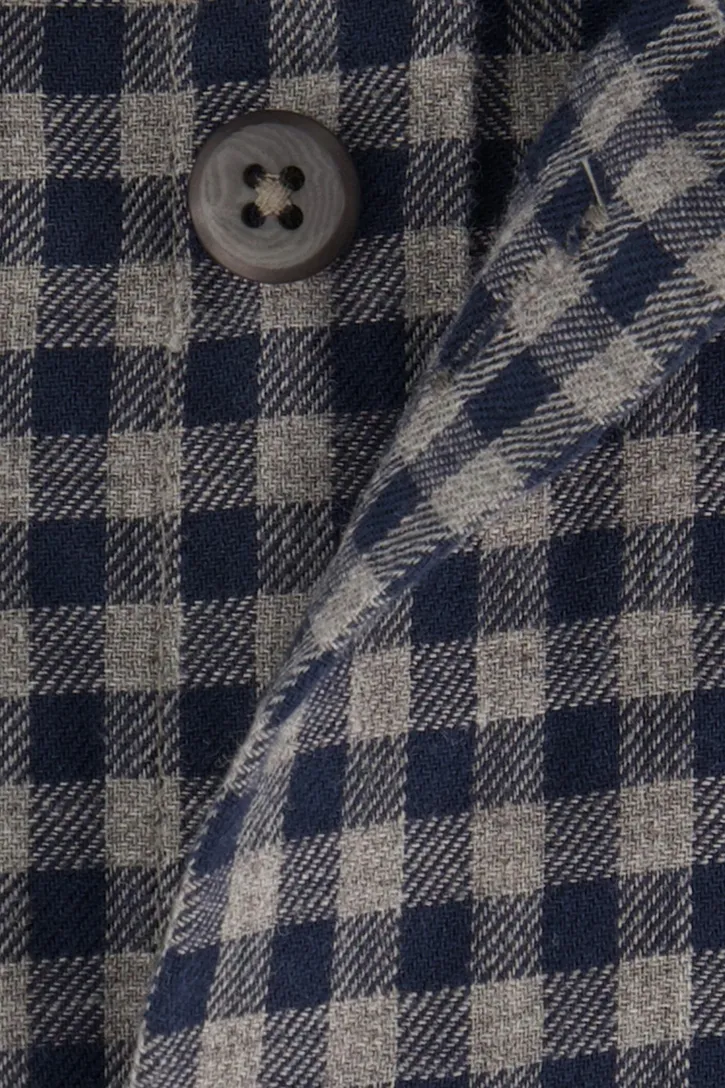 Ledub business overhemd Modern Fit blauw geruit katoen normale fit