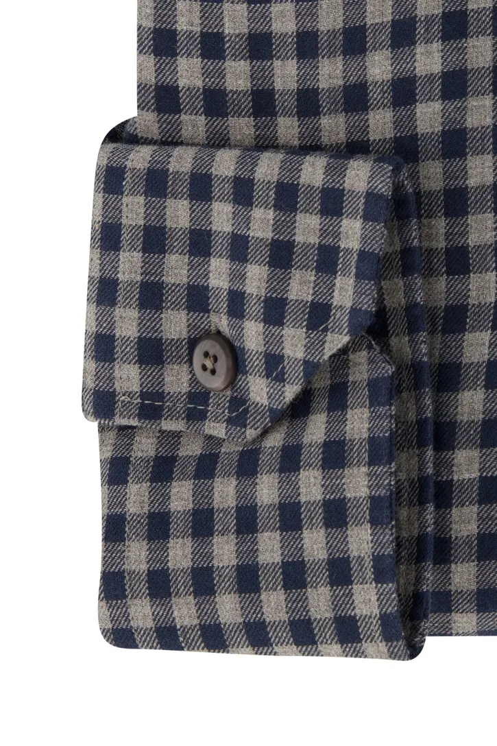 Ledub business overhemd Modern Fit blauw geruit katoen normale fit