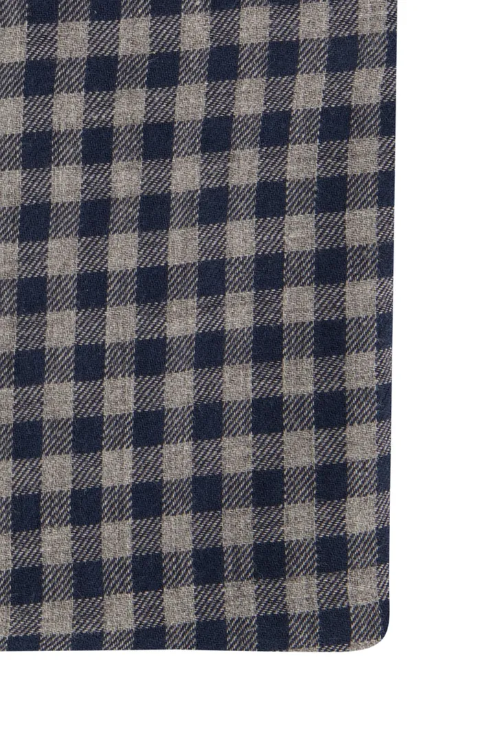 Ledub business overhemd Modern Fit blauw geruit katoen normale fit