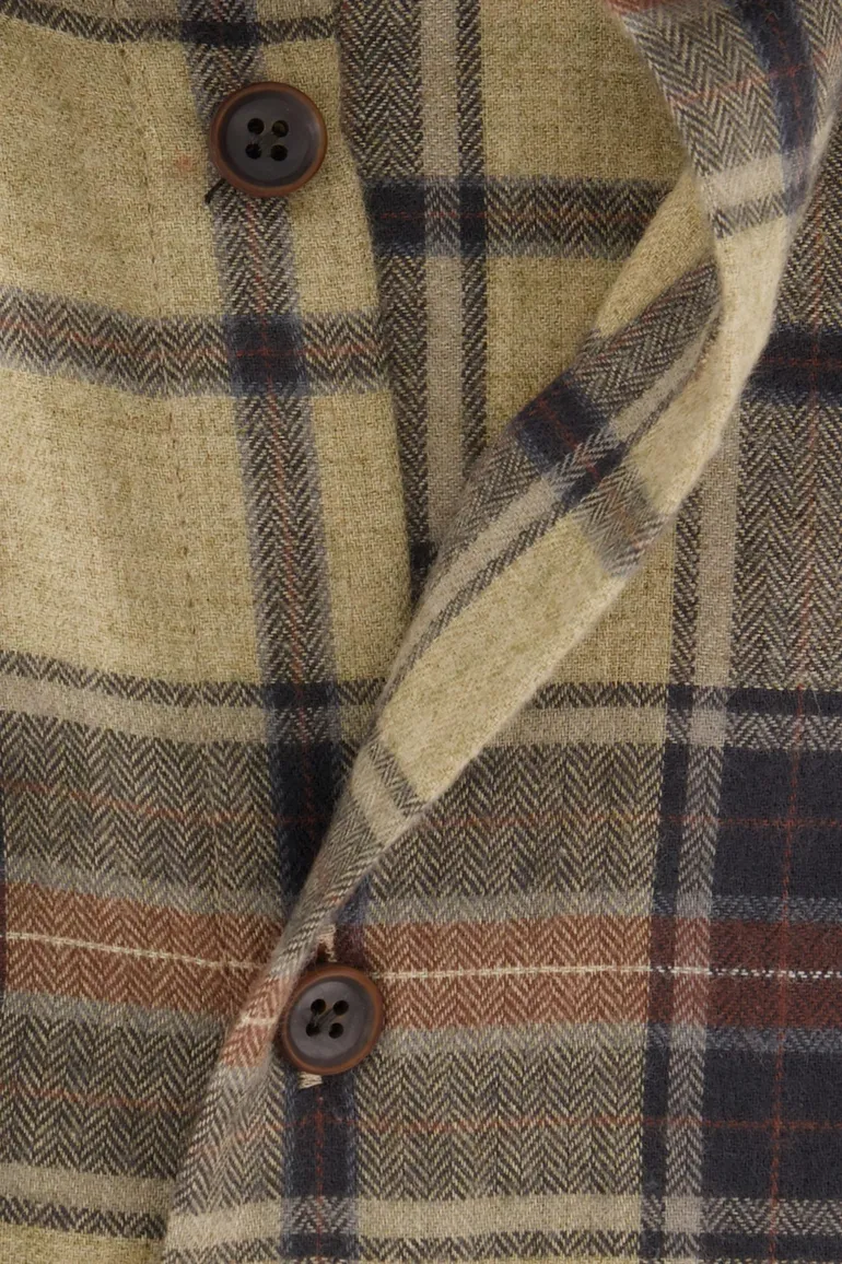John Miller business overhemd John Miller Tailored Fit normale fit bruin geruit katoen