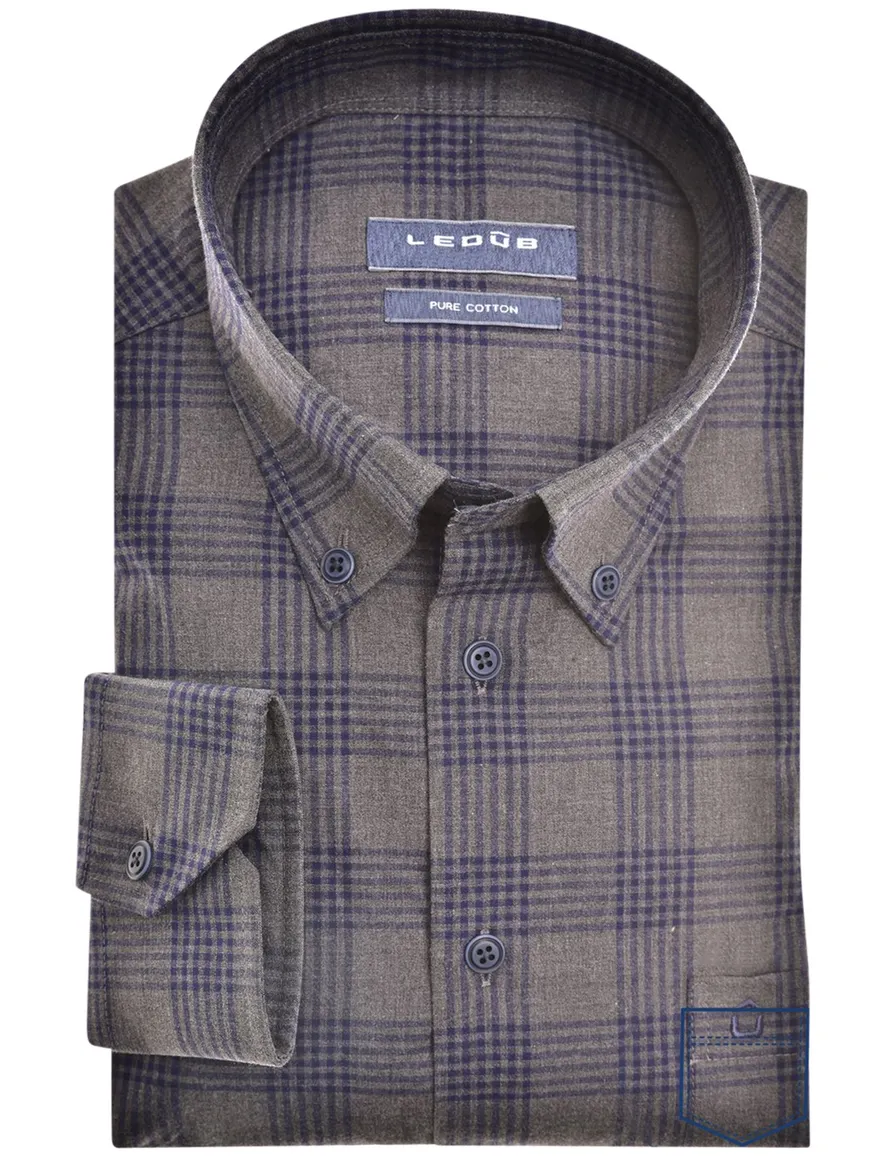 business overhemd Ledub blauw geruit
