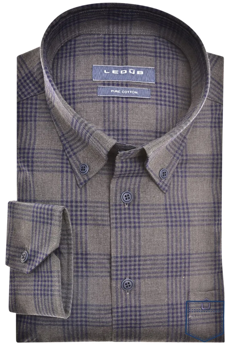 Ledub business overhemd blauw geruit