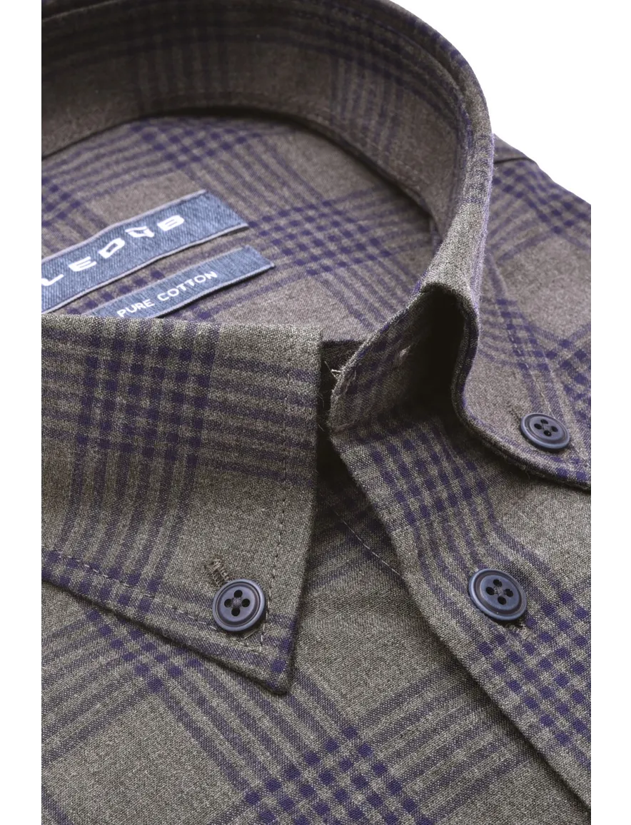 business overhemd Ledub blauw geruit