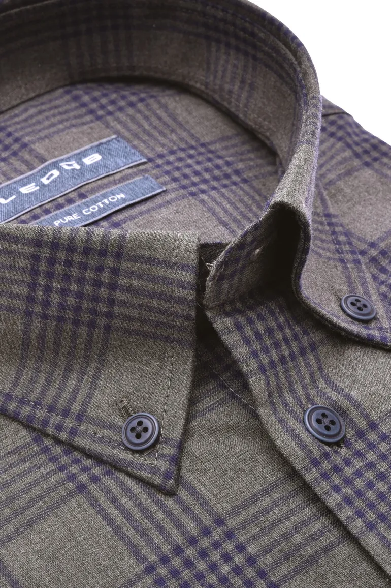 Ledub business overhemd blauw geruit