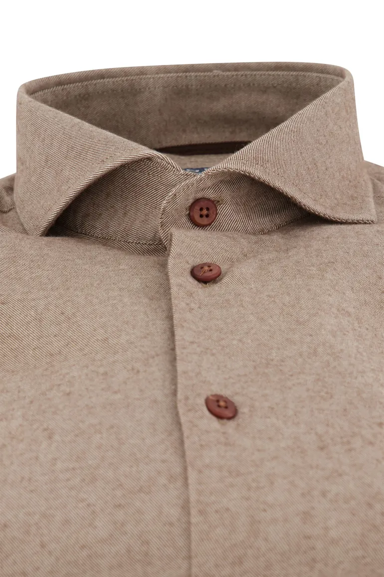 Ledub business overhemd Modern Fit bruin effen katoen