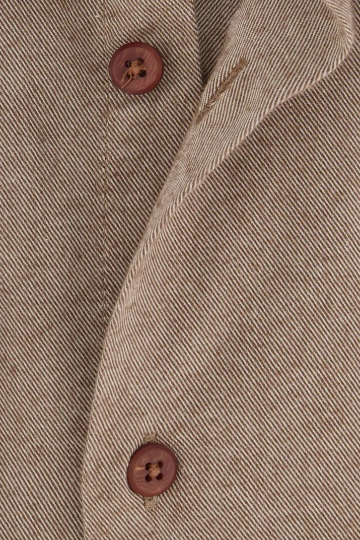 Ledub business overhemd Modern Fit beige effen katoen normale fit