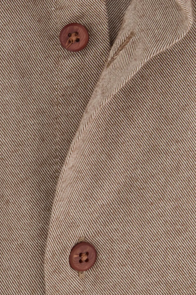 Ledub business overhemd Modern Fit normale fit beige effen katoen
