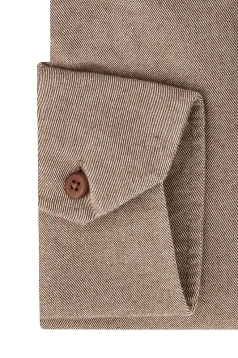 Ledub business overhemd Modern Fit bruin effen katoen