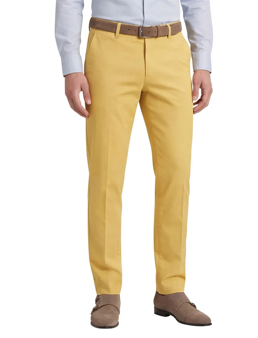 Geel effen M.E.N.S. katoenen broek