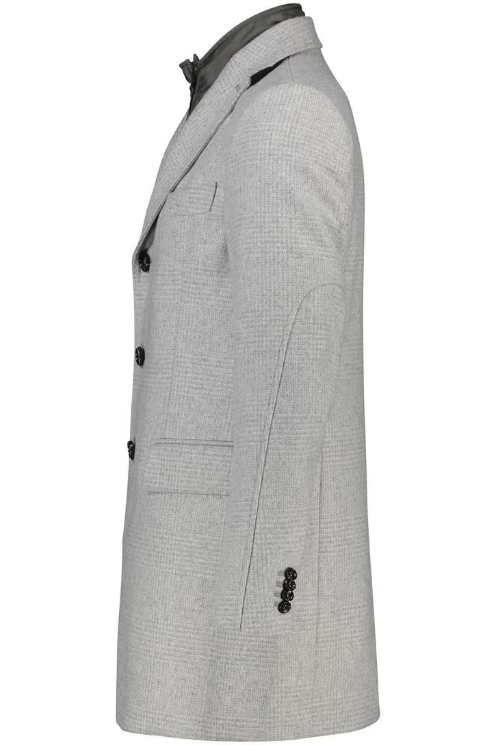 Portofino winterjas grijs normale fit geruit rits + knoop
