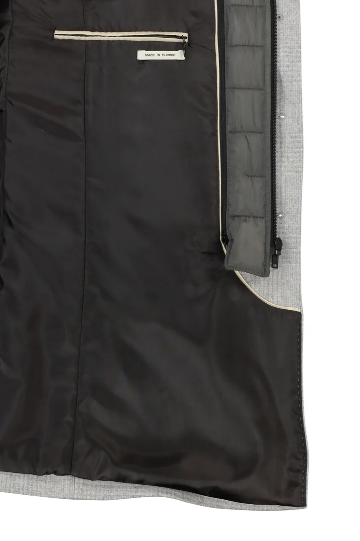 Portofino winterjas grijs normale fit geruit rits + knoop