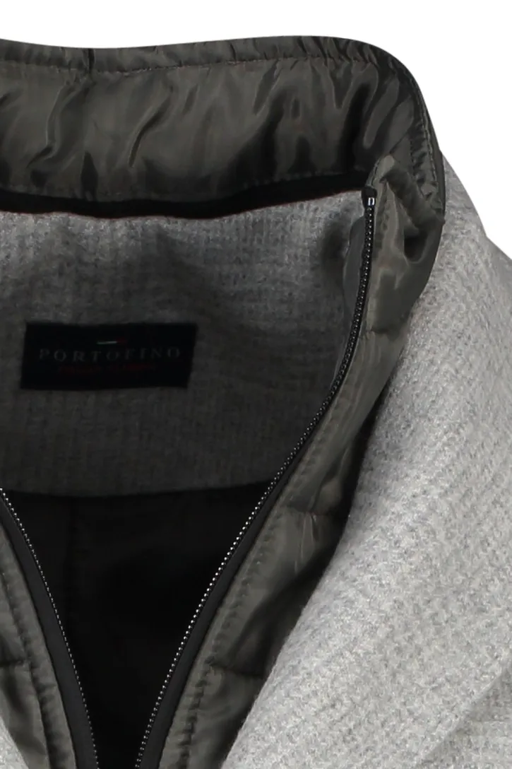 Portofino winterjas grijs normale fit geruit rits + knoop