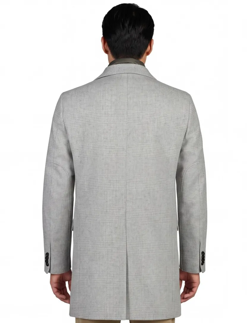Portofino winterjas grijs normale fit geruit rits + knoop