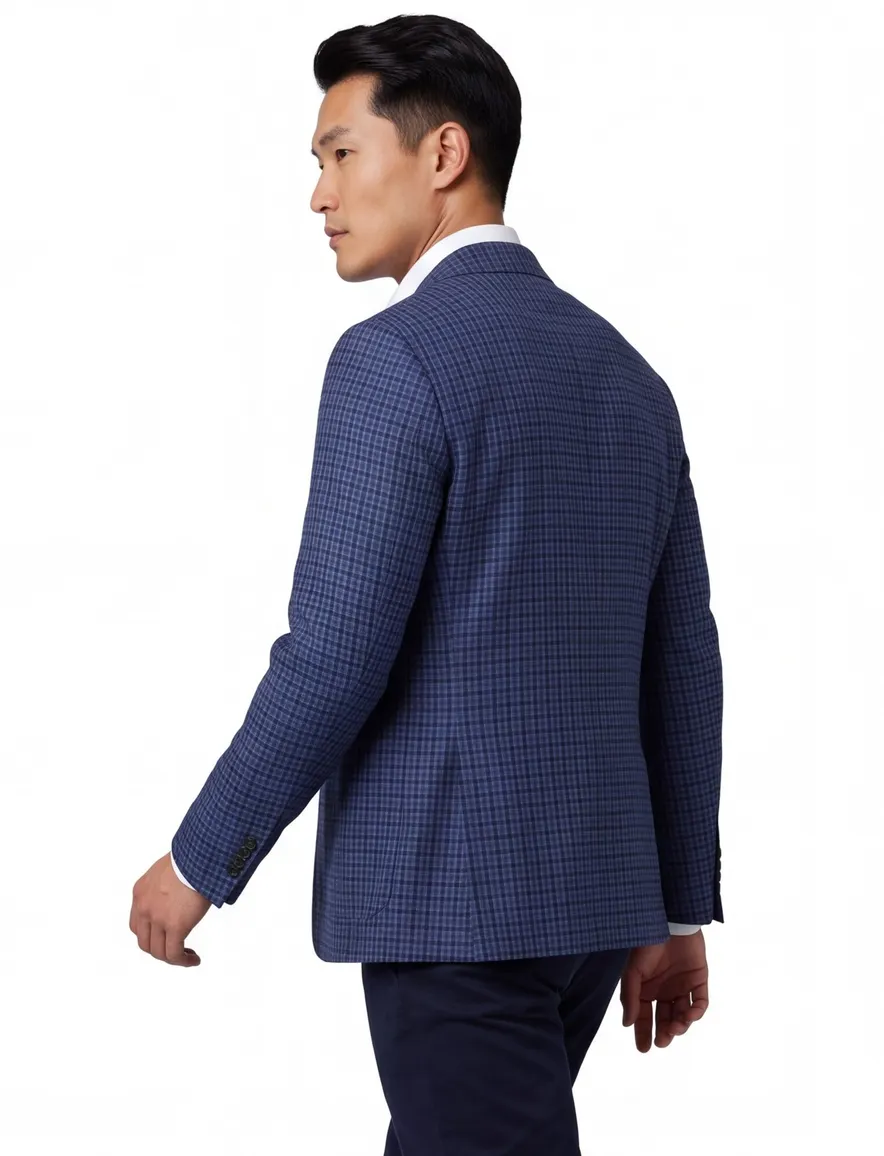 Dressler colbert blauw geruit slim fit
